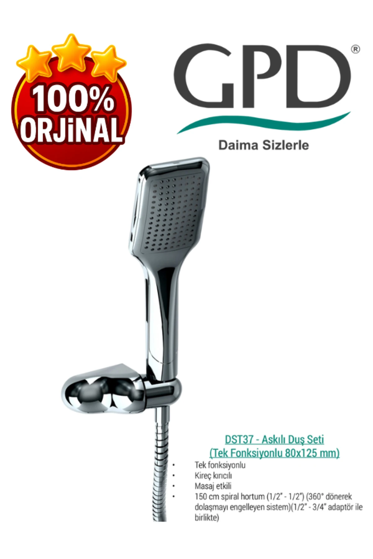 DST37 Askılı Duş Seti (Tek Fonksiyonlu 80X125)