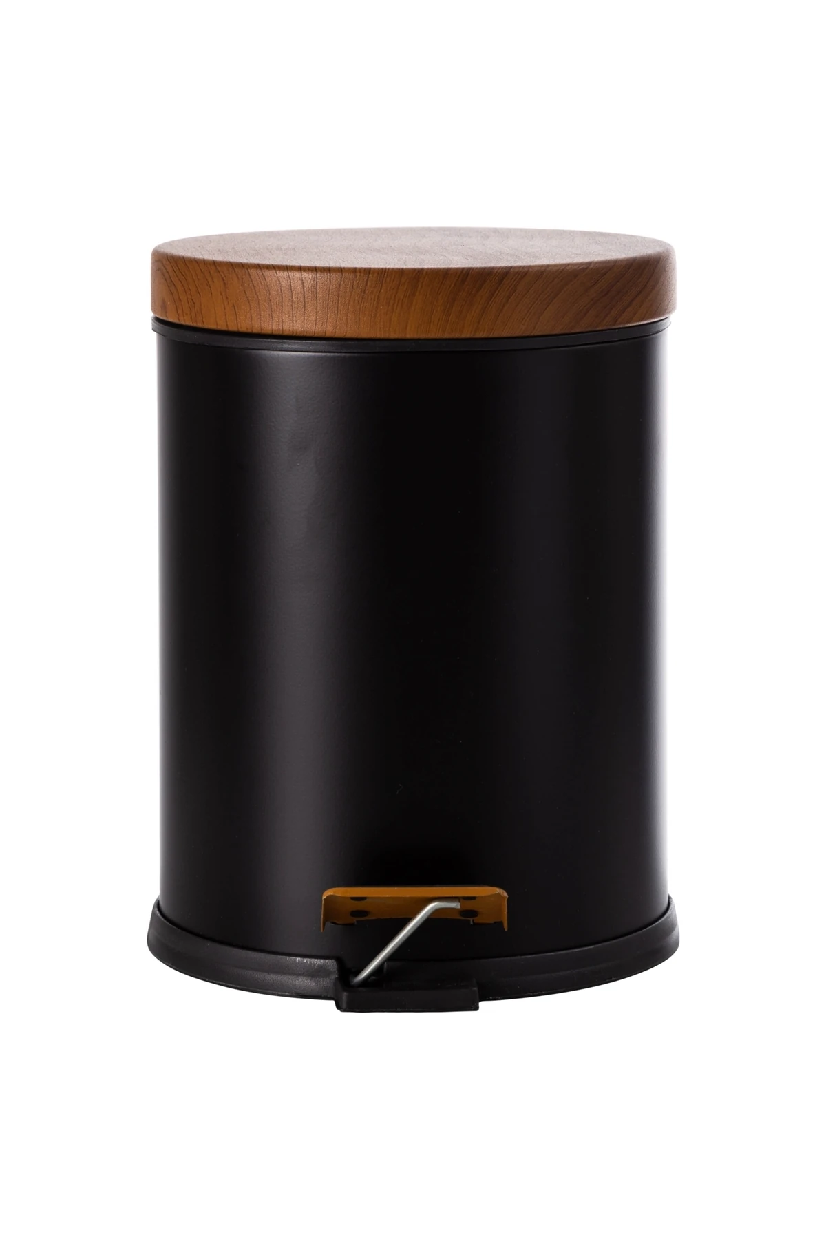 5lt Pedallı Ahşap Kapaklı Çöp Kovası Siyah