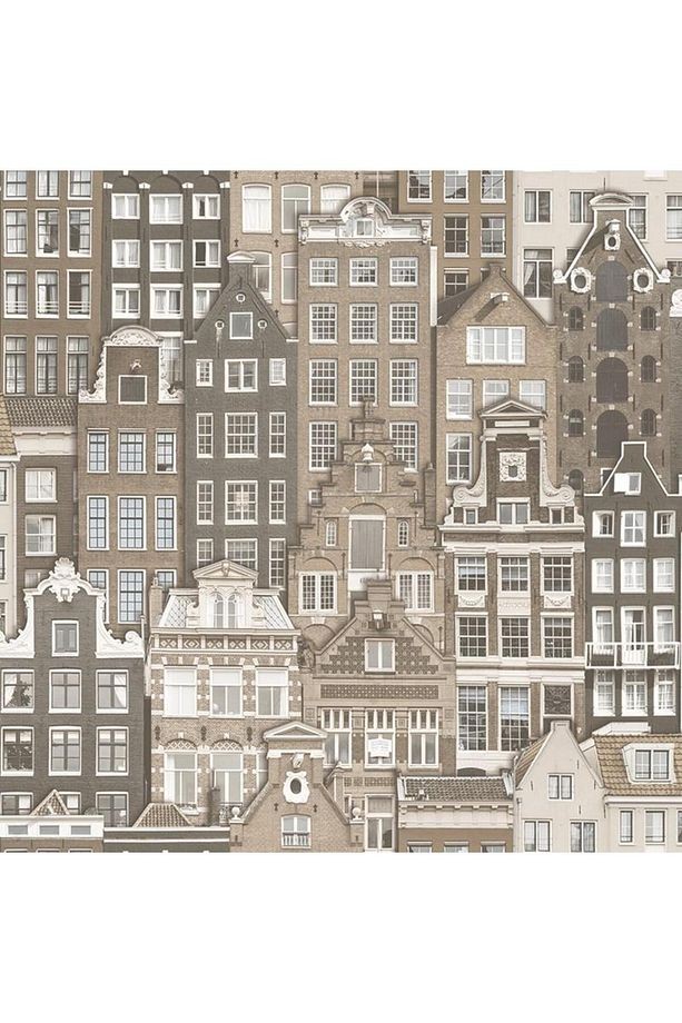 23115-3 Modern Amsterdam Evleri Desen Duvar Kağıdı