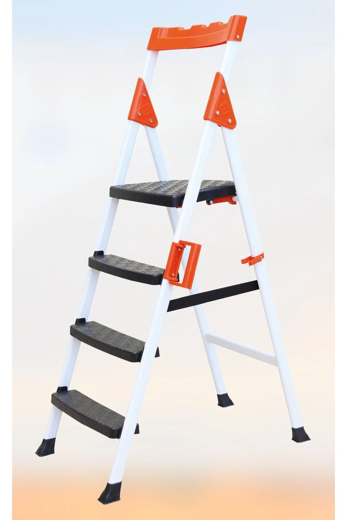 Dayanıklı Metal Merdiven 3+1 Beyaz Geniş Basamaklı Ev Ve Iş Merdiven