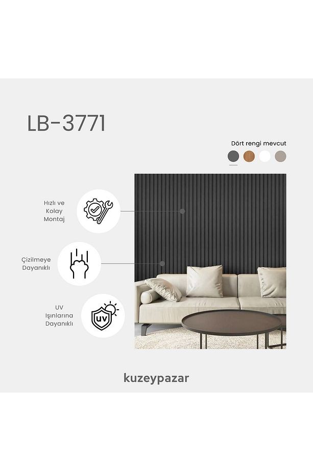 AGT Duvar Lambri Profili Lb 3771- SOFT TOUCH FIRTINA GRİ
