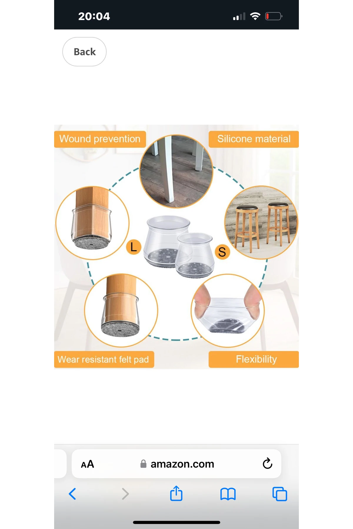 24 Adet ( 2cm - 2,5 Cm ) Keçe Silikon Yarı Saydam Çok Güçlü Elastik Sandalye Pabucu, Zemin Koruyucu