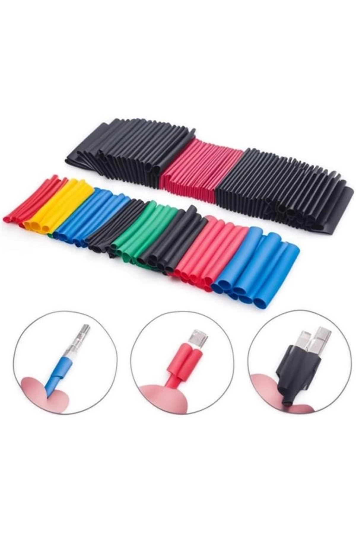 Isı ile Daralan Makaron 560 Parça Karışık Renk 2:1 Daralma Oranı Elektriksel İzolasyon ve