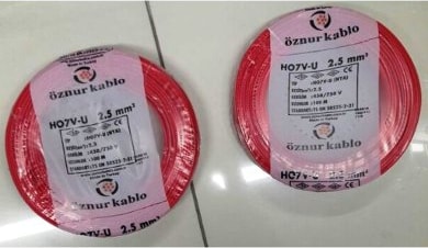2,5 Mm Nya Kablo Tek Damar Kırmızı 5 Metre