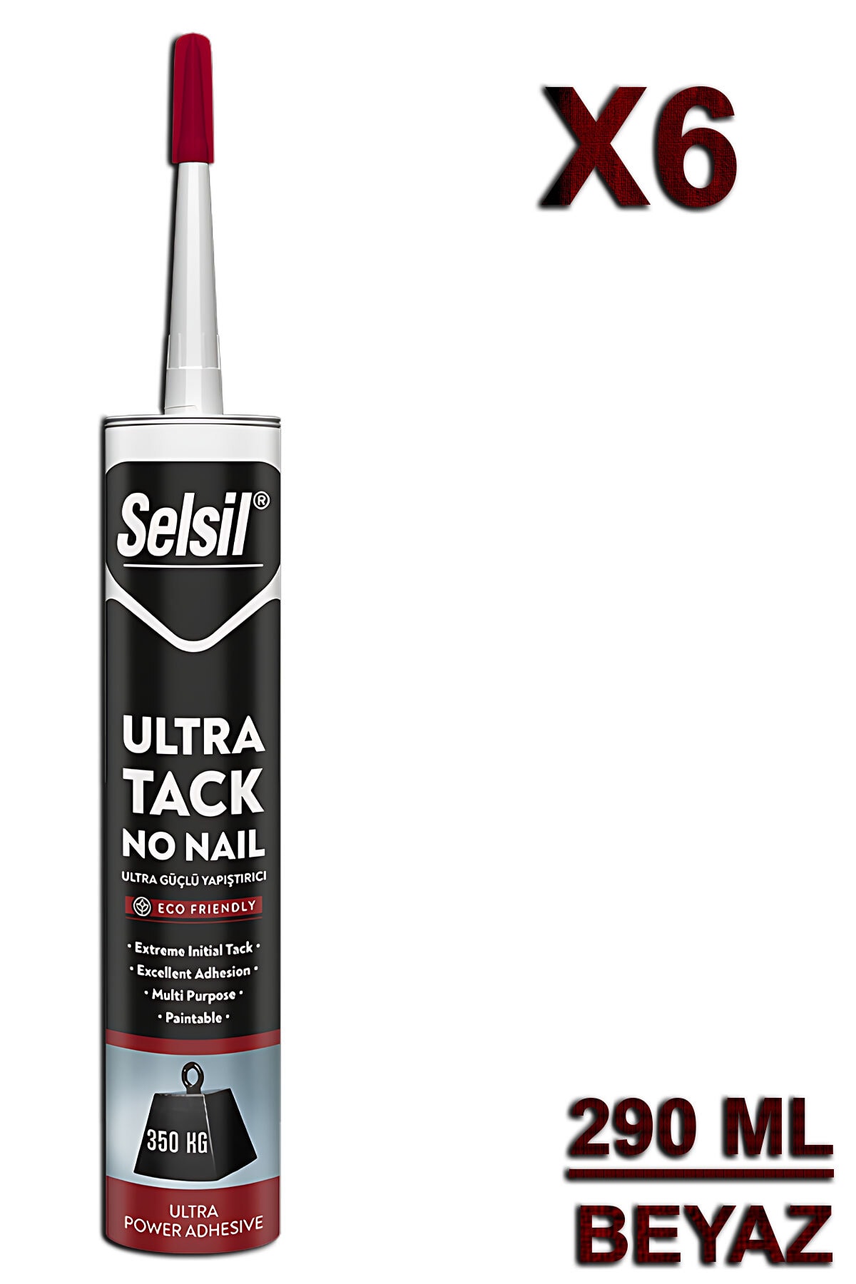 SELSİL Ultra Tack Güçlü Montaj Yapıştırıcısı 290 ML Beyaz (6 Adet)