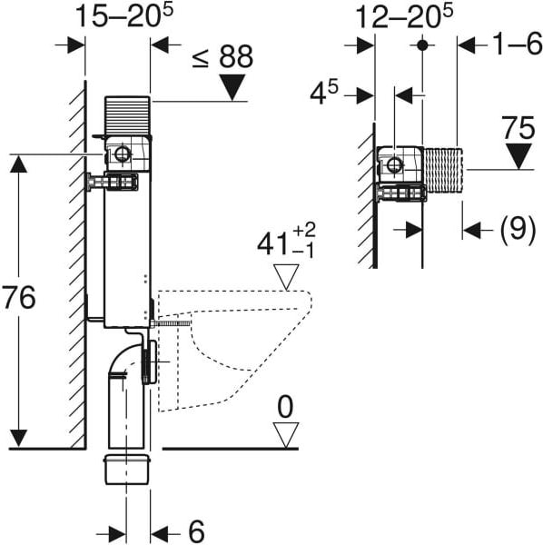 Asma Klozet Için  Kombifix Elemanı, 82 Cm, Alpha Gömme Rezervuar ile 12 cm - 110.212.00.1
