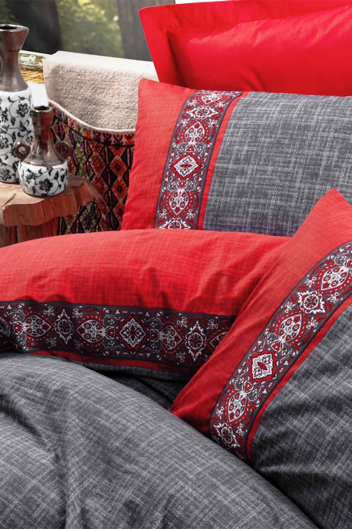 Folk Art Tek Kişilik Nevresim Takımı Ardil Kırmızı