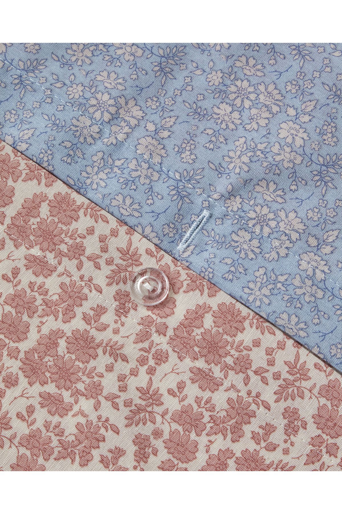 Floral Breeze Kolay Ütülenir Çift Kişilik Nevresim Takımı 200x220 cm Pembe - Mavi