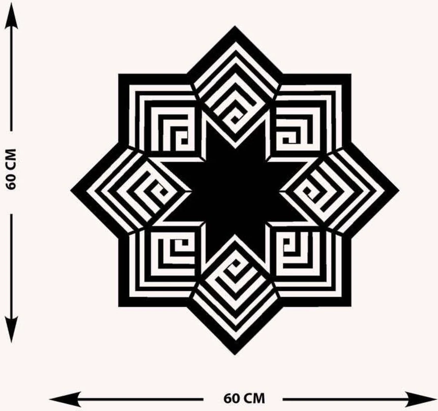 -Allah Islami Metal Tablo - Islami Ev Dekorasyonu - Dini Duvar Tabloları - 60 X 60 - Cm - Sıyah-Islm-140