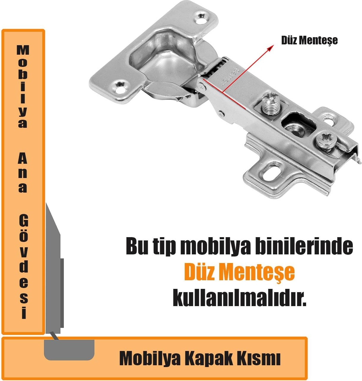 Dolap Kapak Menteşesi Düz Tas Mobilya Menteşe 2 Adet
