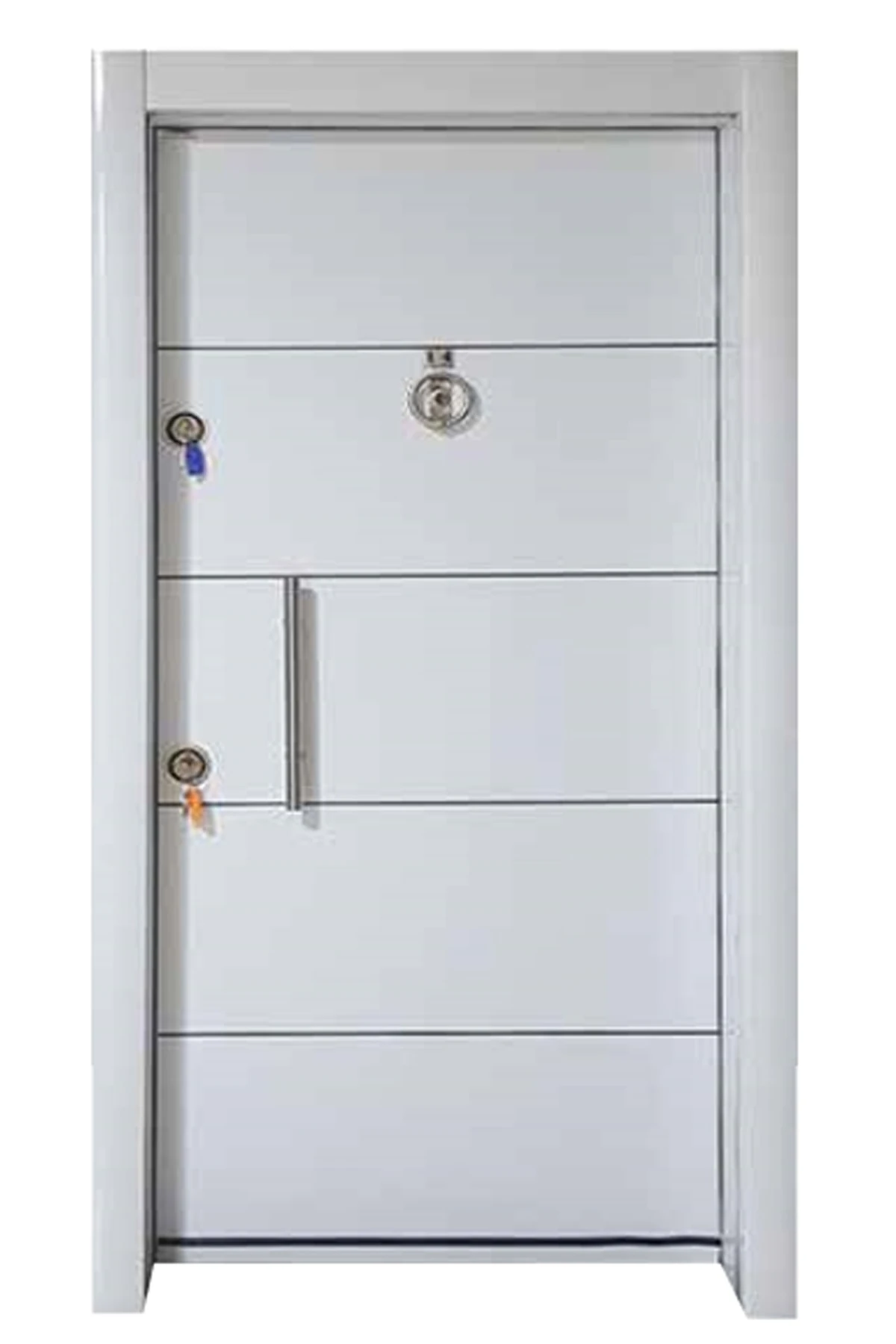 Beyaz Renk Çelik Kapı, Gizli Ayarlı Kasa Çelik Kapı Sağ Açılım