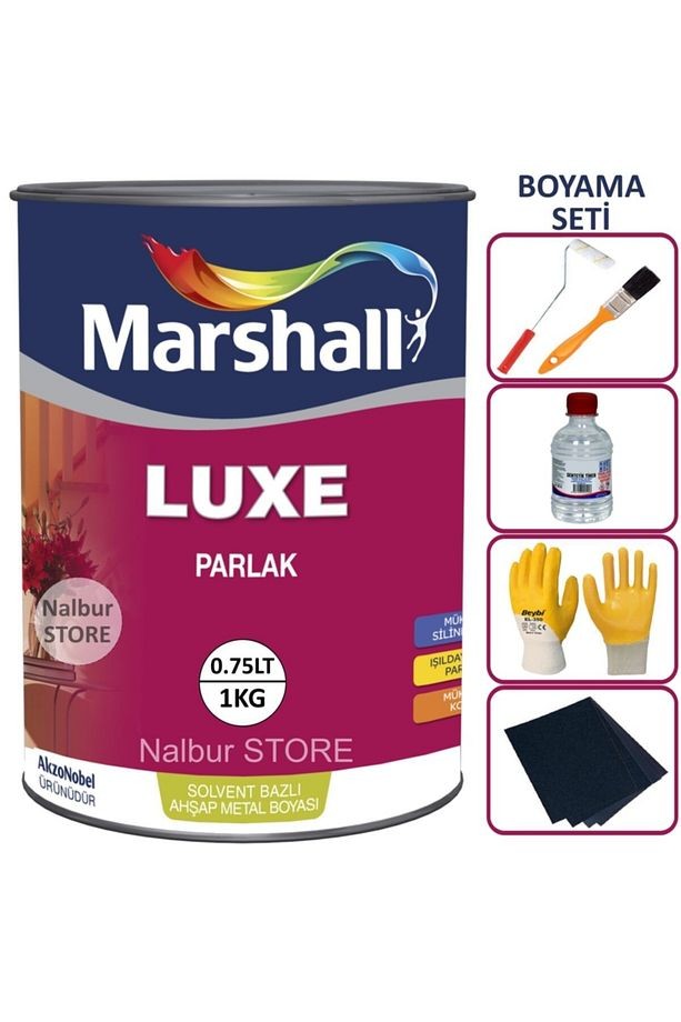Luxe Parlak Yağlı Boya-0.75lt=1kg-ahşap-demir-plastik Boyamada Mükemmel Sonuç+boyama Seti