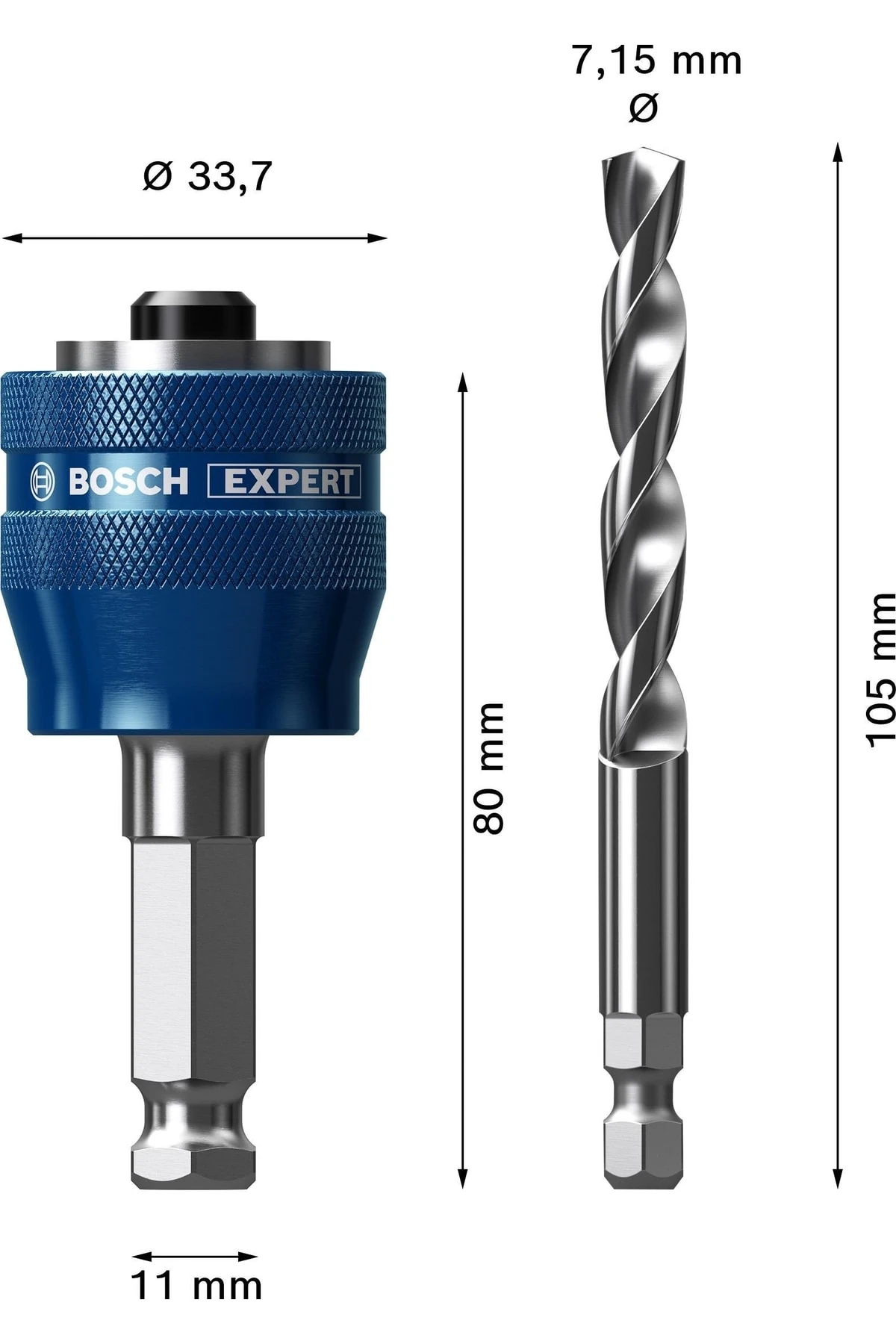 Expert Power Change Plus Delik Açma Testeresi Sistem Adaptörü 11 Mm, Hss-g Matkap 7,15 X 105 M