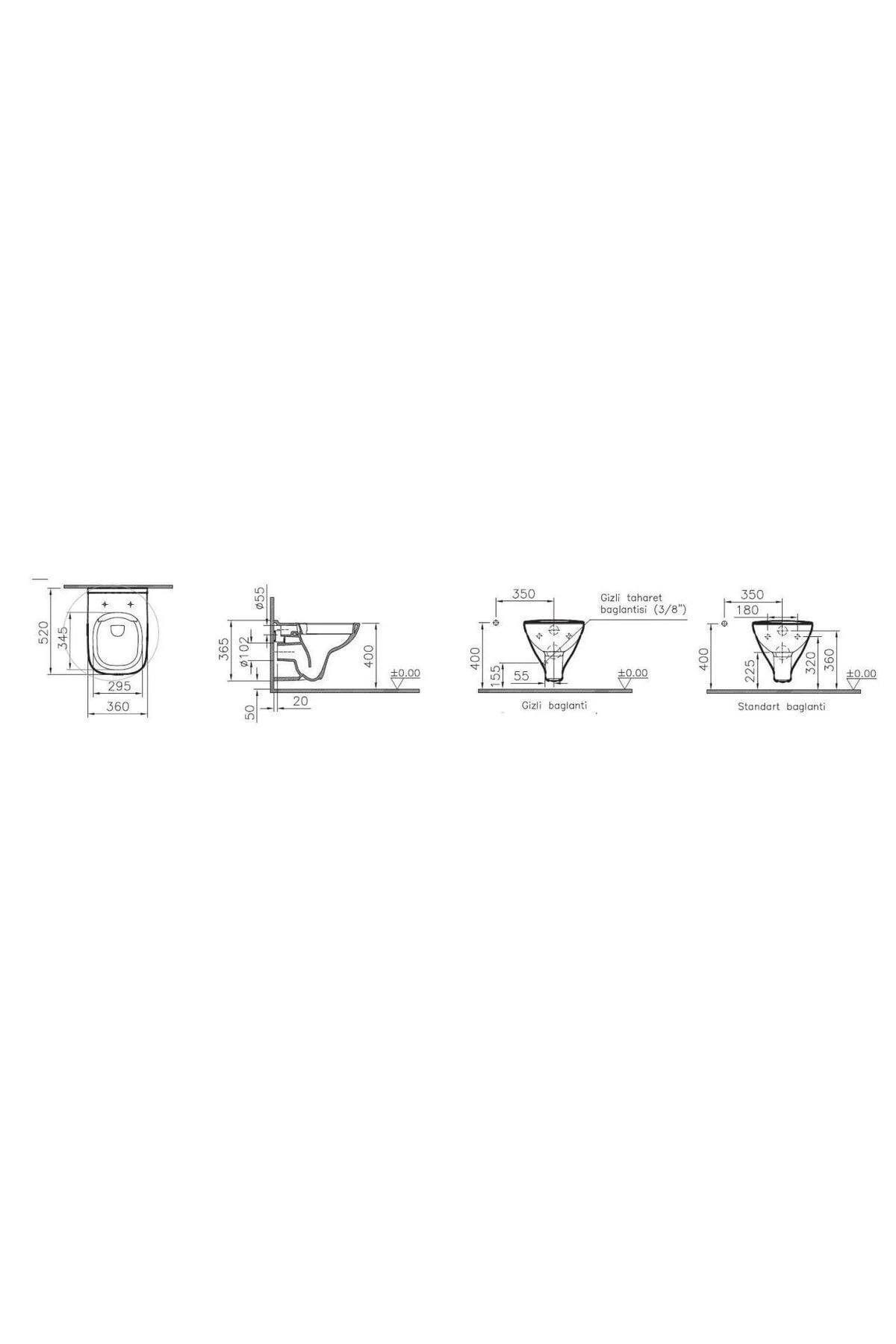 S20 Kanalsız Asma Klozet Ve Gömme Rezervuar Tam Set