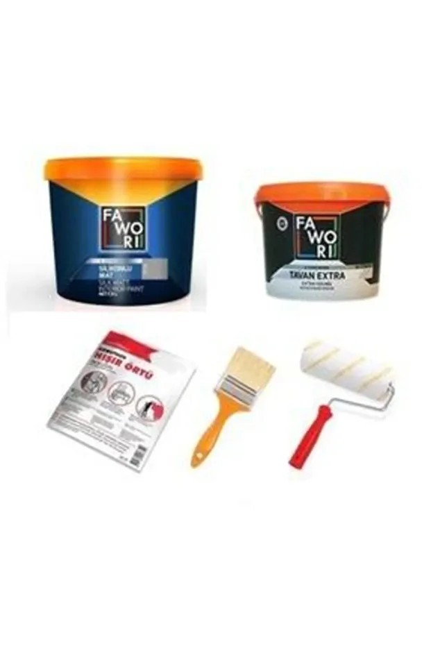 Silikonlu Iç Cephe 10kg+3.5 Tavan Boyası+rulo+fırça+örtü+parmak Rulo