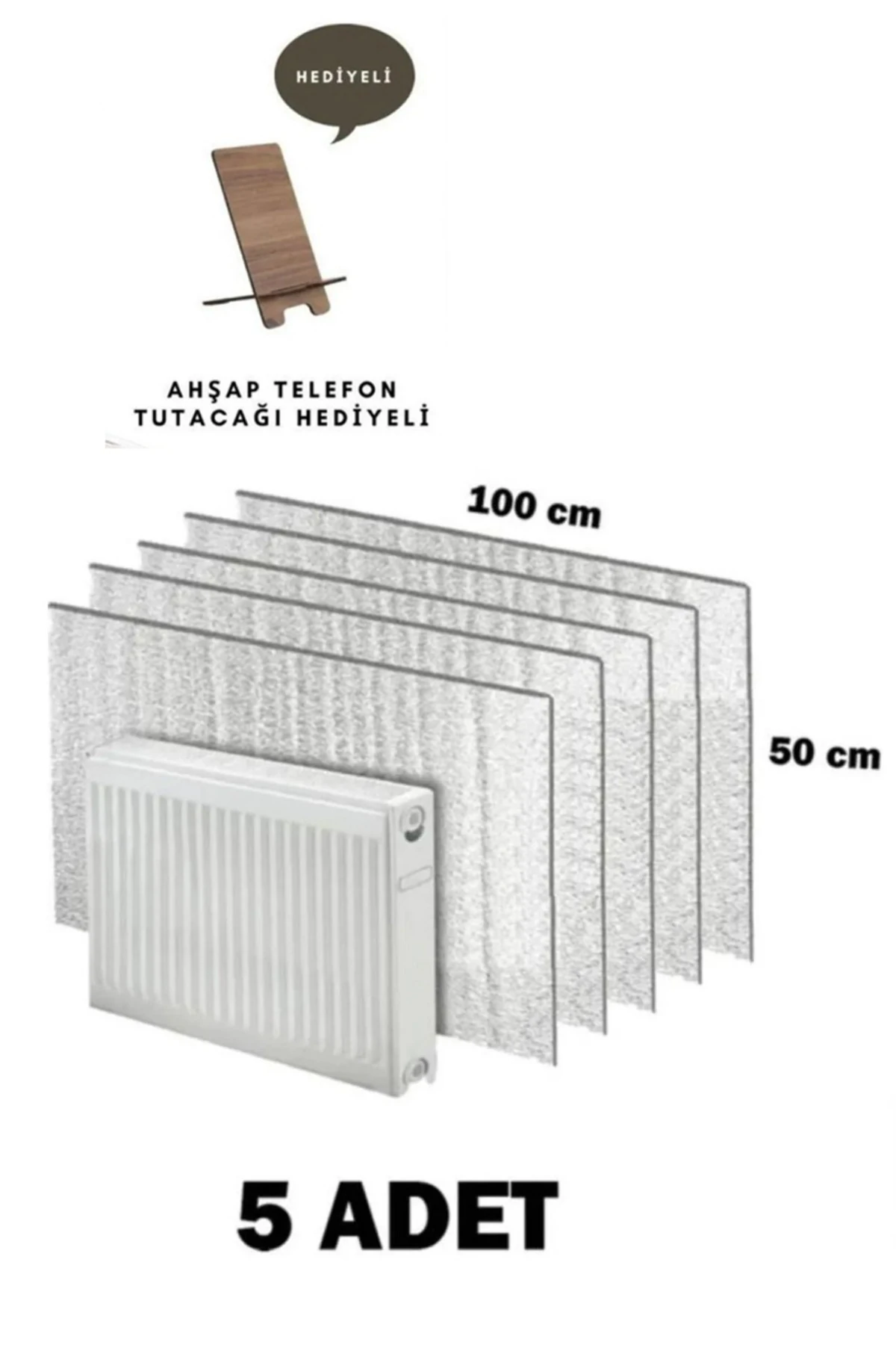 5 Adet Petek Radyatör Arkası Folyo Plaka Kalorifer Soba Arkalığı Alüminyum Isı Yalıtım Folyosu