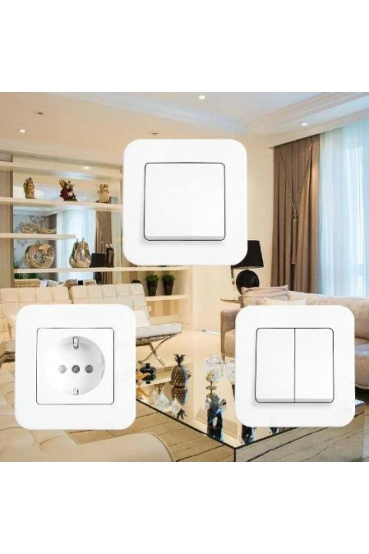 Rollina Beyaz Tek Düğme Jaluzi Kumanda Anahtarı