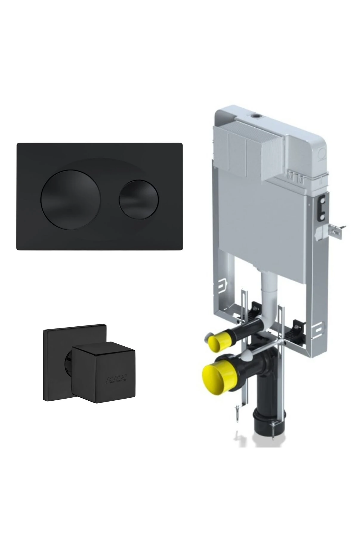 Smooth Asma Klozet İçin Metal Ayaklı Gömme Rezervuar Mat Siyah Tam Takım