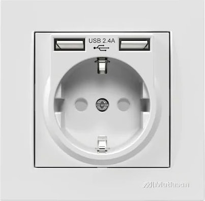 Rita Ikili Usb Topraklı Priz Çerçeveli Beyaz