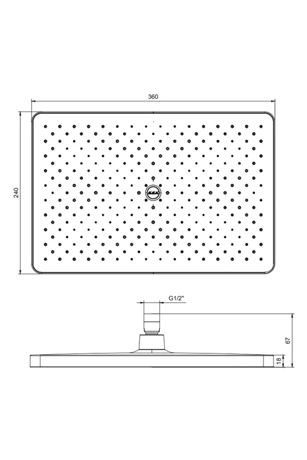 Tiera Plus Banyo Dikdörtgen Duş Başlığı Mat Siyah Renkli 36x24 102145067C1