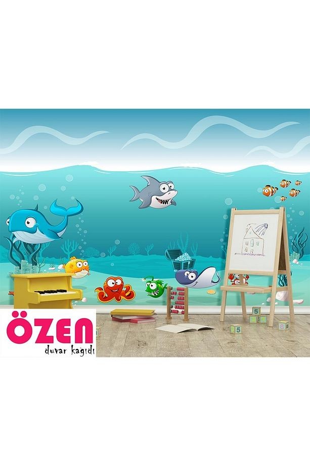 Su Altında Sevimli Balıklar Çocuk odası Kendinden Yapışkanlı Duvar Folyosu