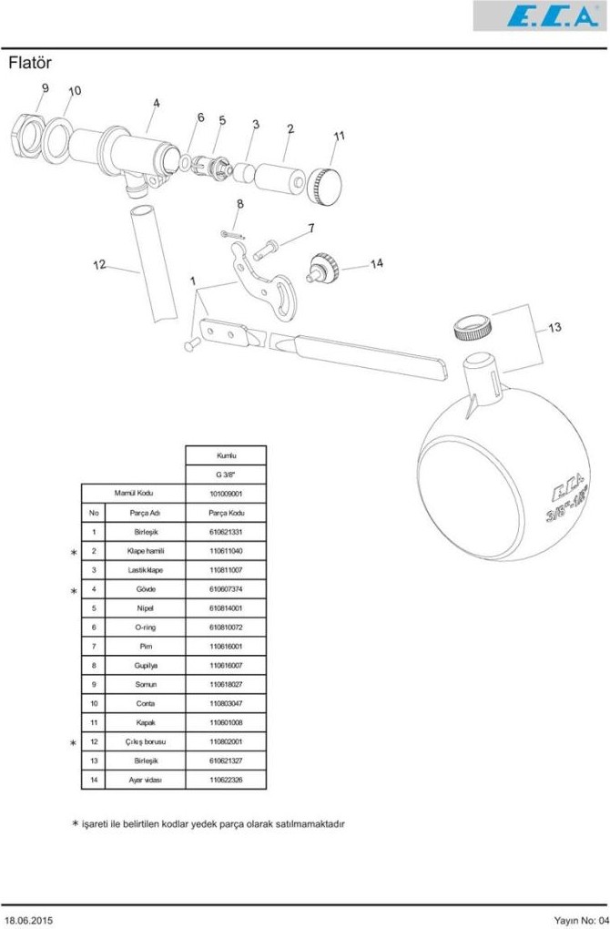 Eca G 1 1/2'' Flatör