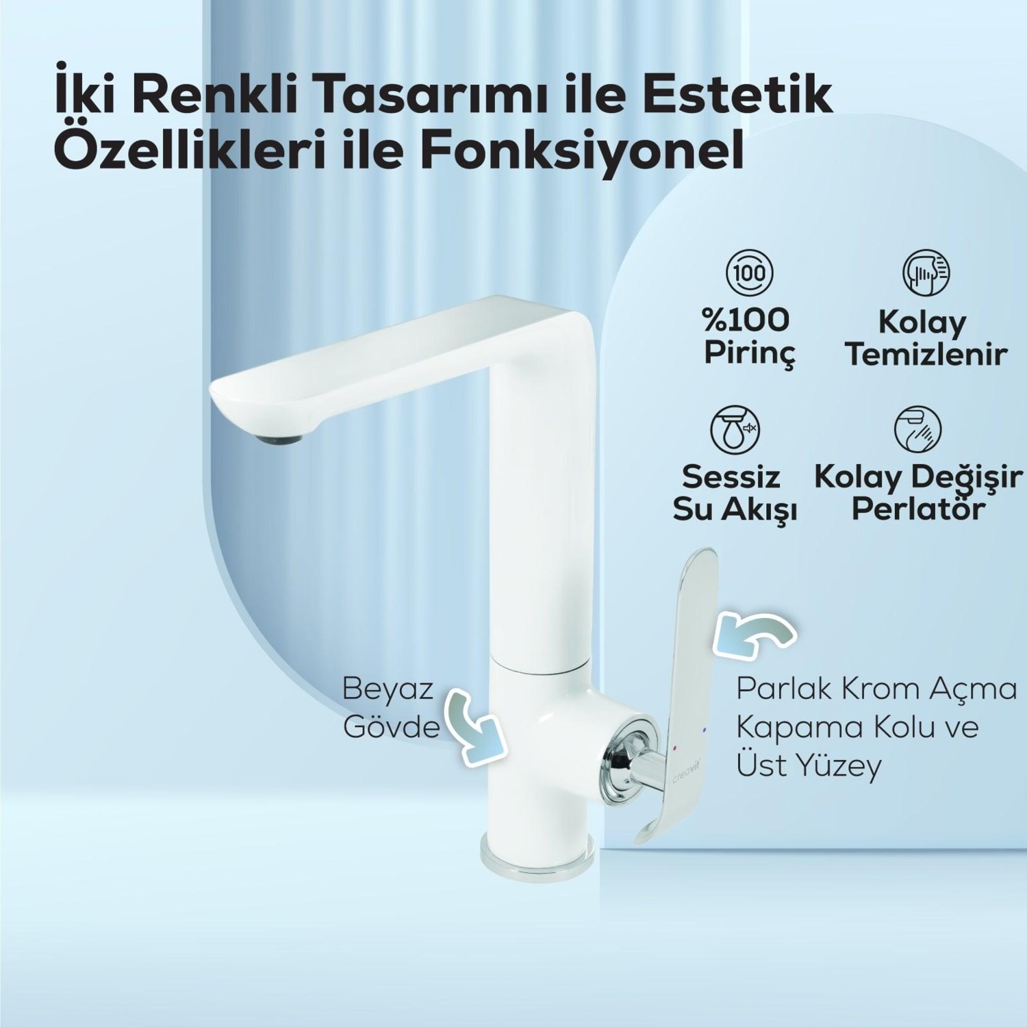 Bloom Mutfak Armatürü Beyaz