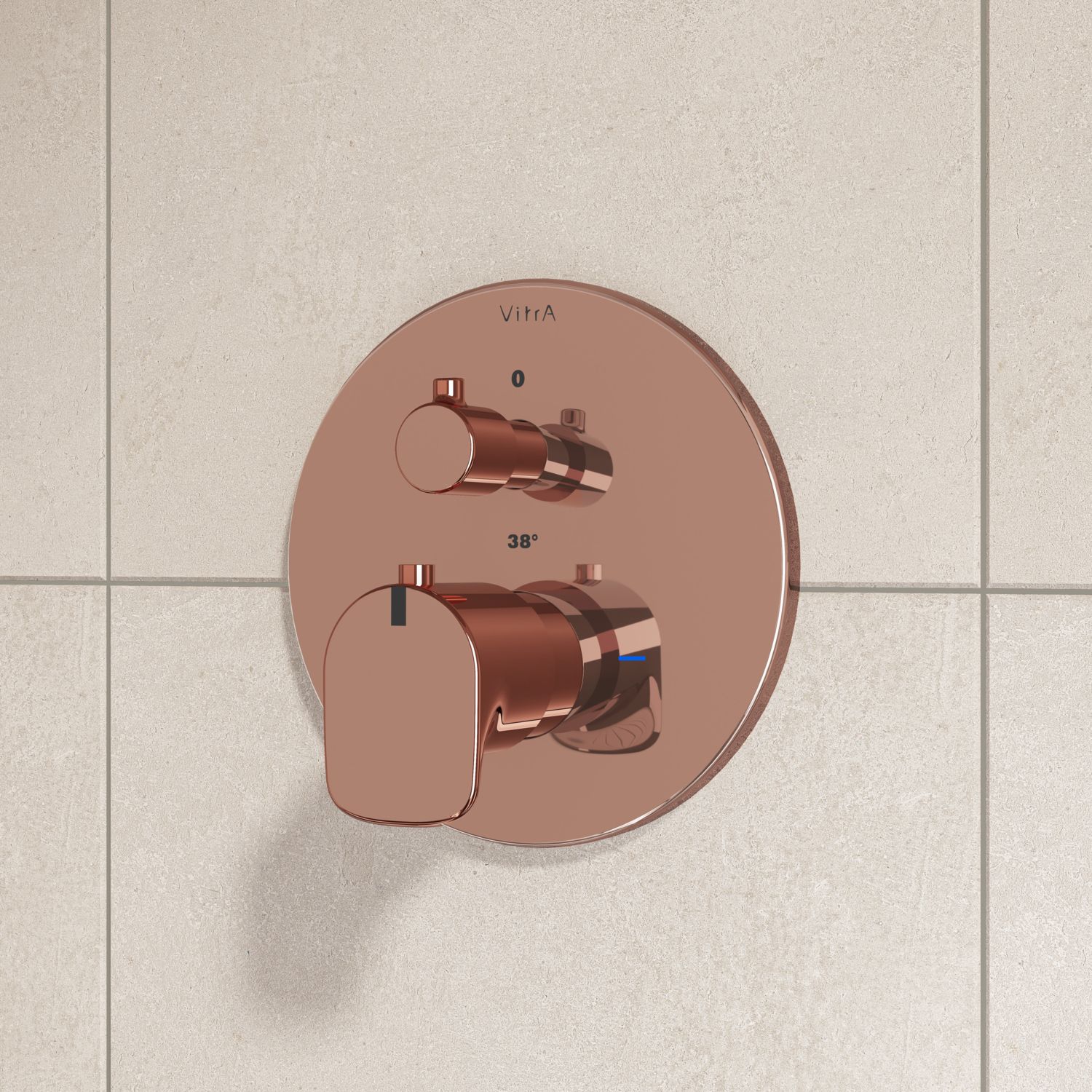 Root Round A4269526 Ankastre Termostatik Duş Bataryası, Sıva Üstü Grubu, Bakır