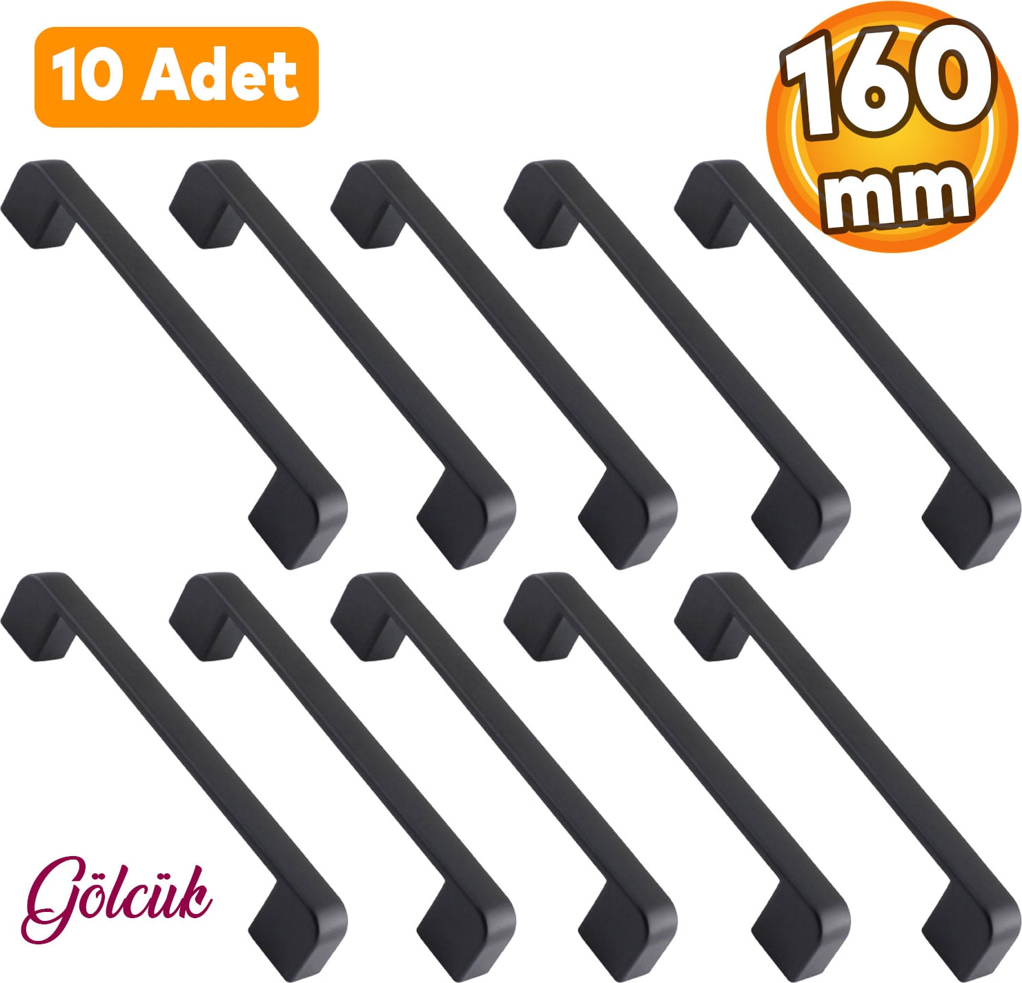 10 Adet Gölcük Oval (160 mm - 16 cm) Siyah Metal Mobilya Mutfak Çekmece Dolap Dolabı Kulbu Kulpu Kulpları
