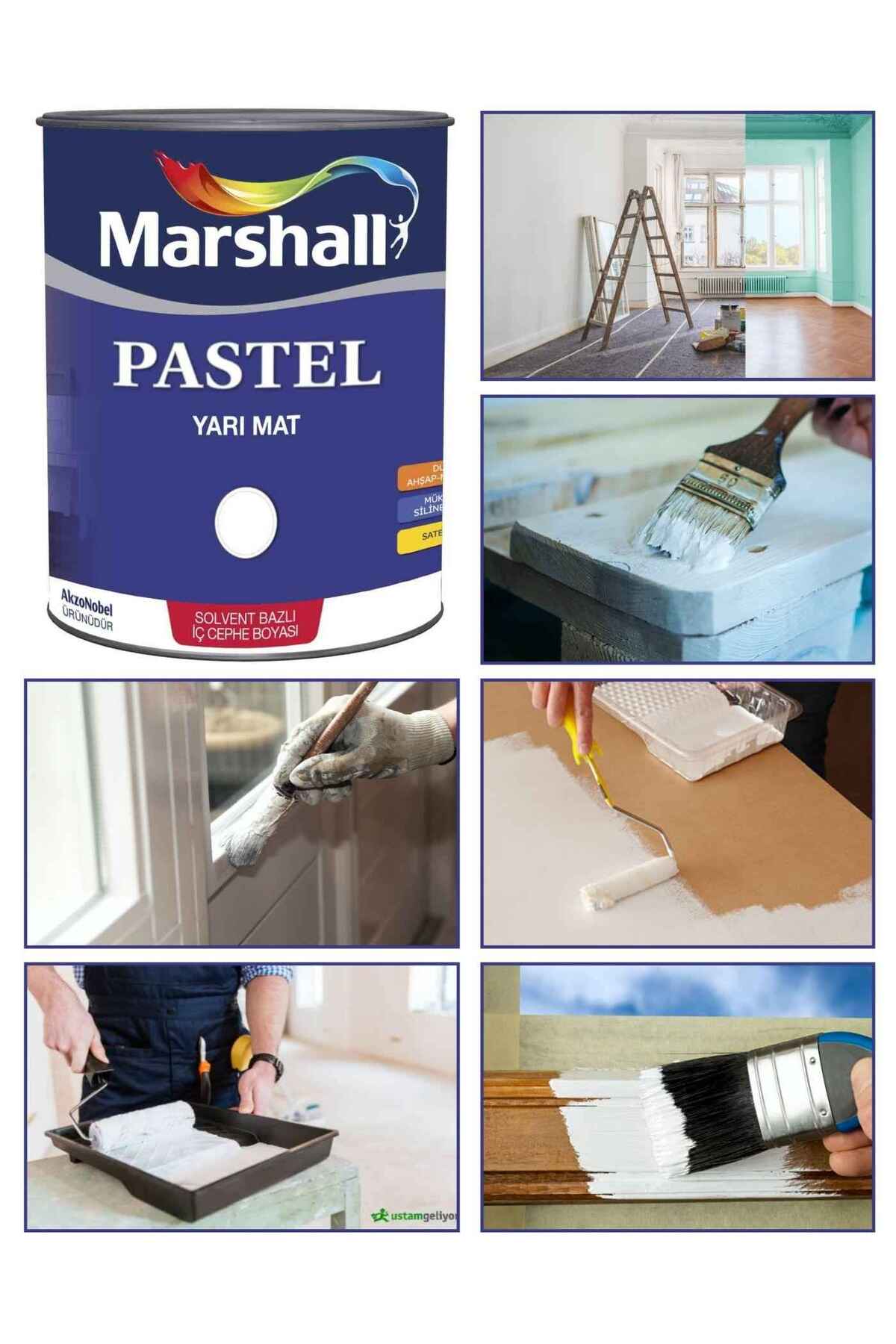 Pastel Yarı Mat Ahşap-Metal-Duvar Boyası BEYAZ 2.5Lt=3.5Kg-Tam Silinebilir-Saten Dokulu