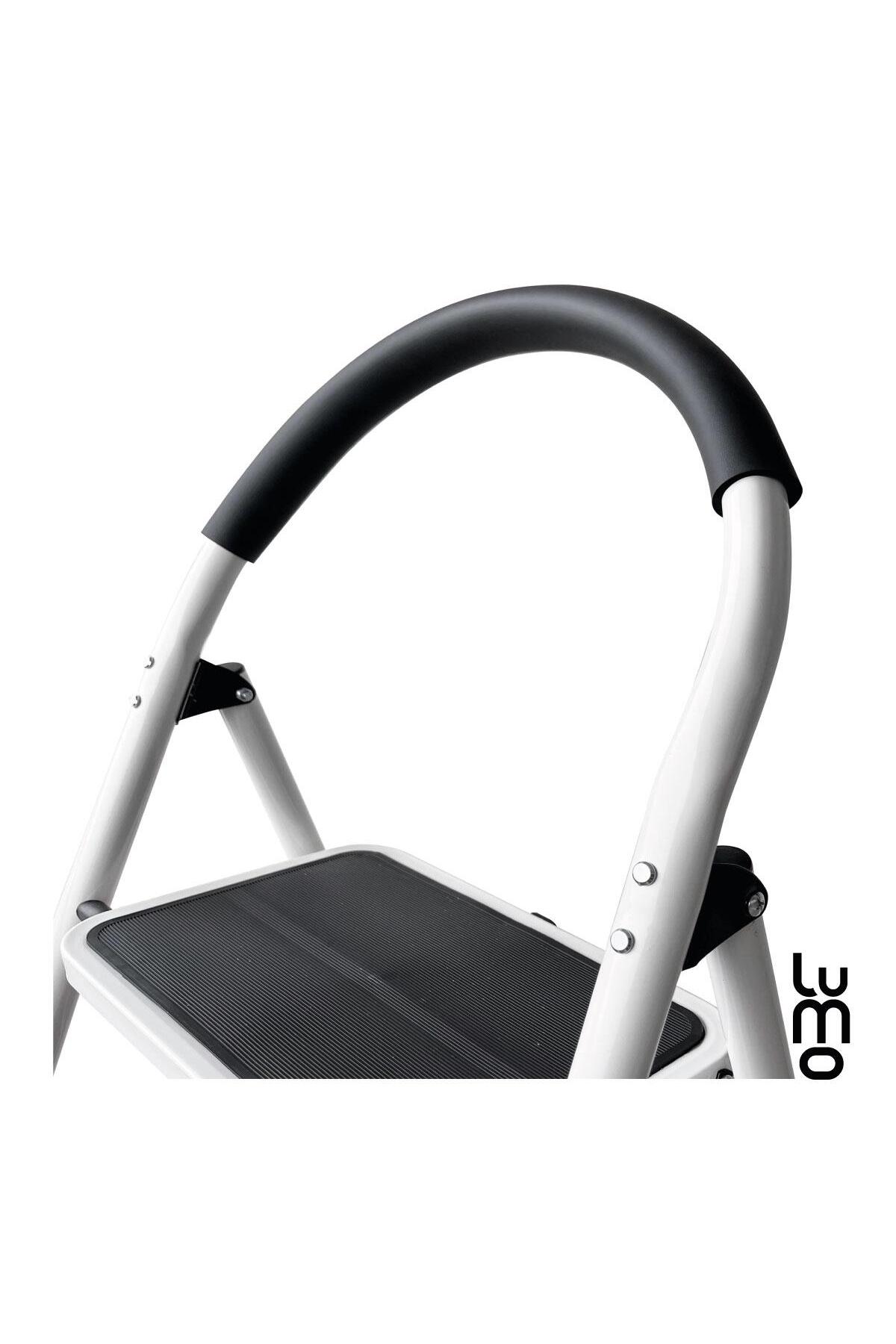 Metal 3 Basamaklı Katlanır Merdiven | Geniş Kaymaz Yüzeyli Basamaklı Ev Tipi 150 Kg Taşıma Kapasite