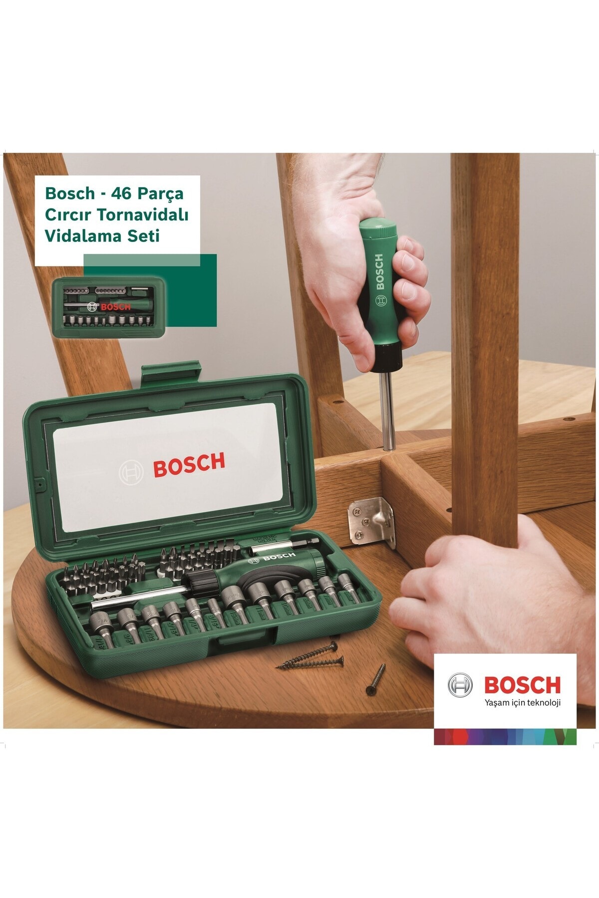 BOSCH Akülü Vidalama Şarjlı Tornavida Şarjlı Matkap Ixo 7 + 46 Parça Cırcır Tornavida Vidalama Ucu