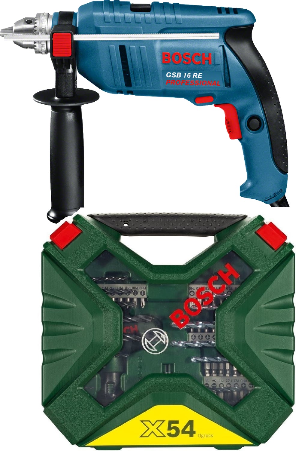 BOSCH Gsb 16 Re Professional 750W Darbeli Matkap + 54 Parça Matkap Ucu Seti Vidalama Ucu Seti Cırcırlı Tornavida