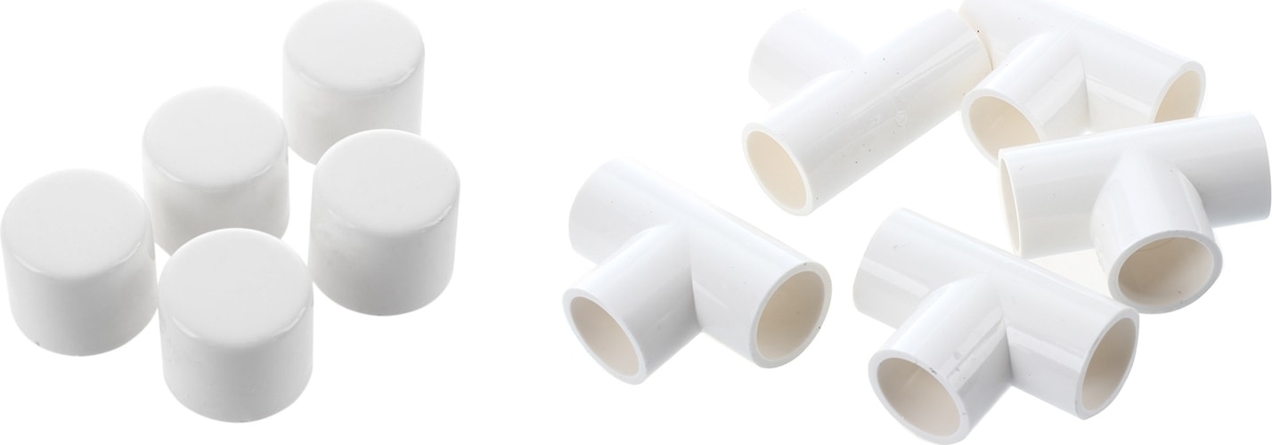 Flyeer 2020 10 Adet 20MM Beyaz Pvc Su Boru Ek Parçaları: 5 Adet Slip End Caps Kapakları ve 5 Adet Tee 3 Yollu Su Borusu Tüp Adaptör Konnektörleri