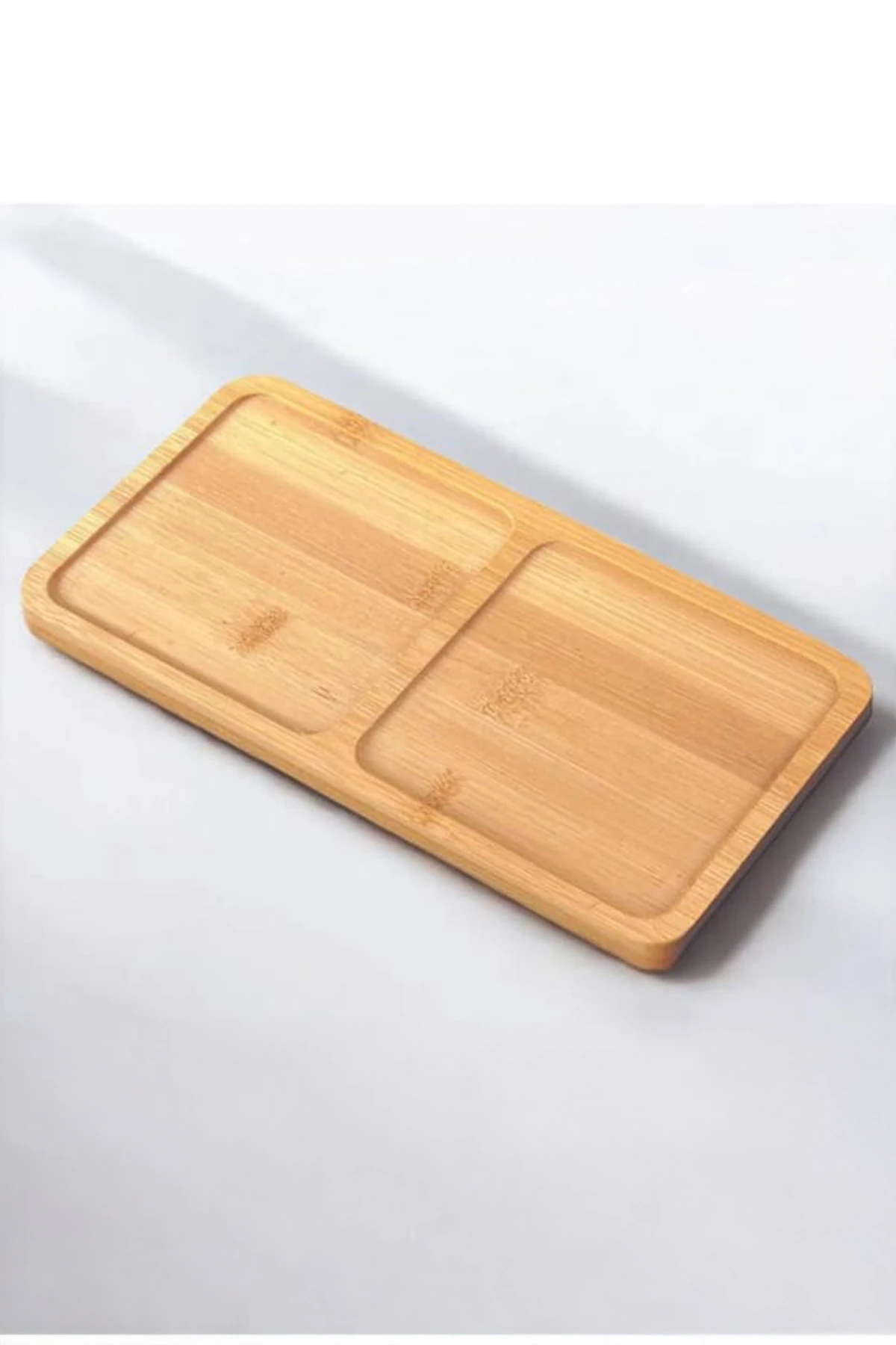 DİKDÖRTGEN 2 BÖLMELİ AHŞAP BAMBU YAĞDANLIK ALTLIK & SUNUMLUK