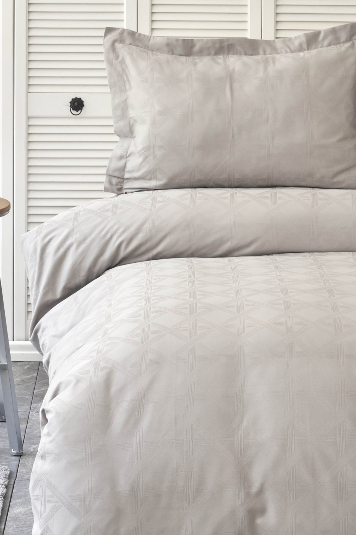 White Colletion Santino Gri %100 Pamuk Çift Kişilik Nevresim Takımı
