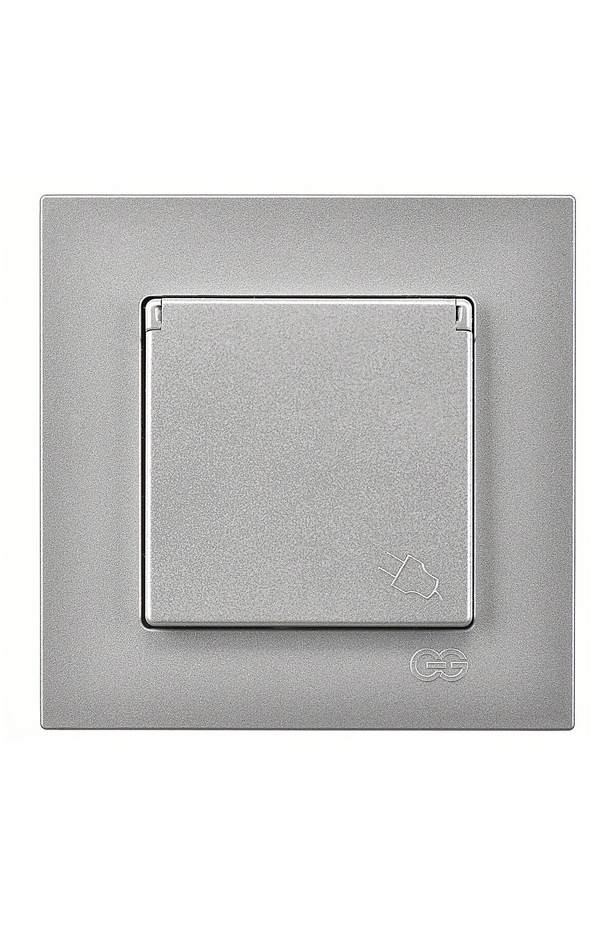 Eqona Gümüş Kapaklı Topraklı Priz