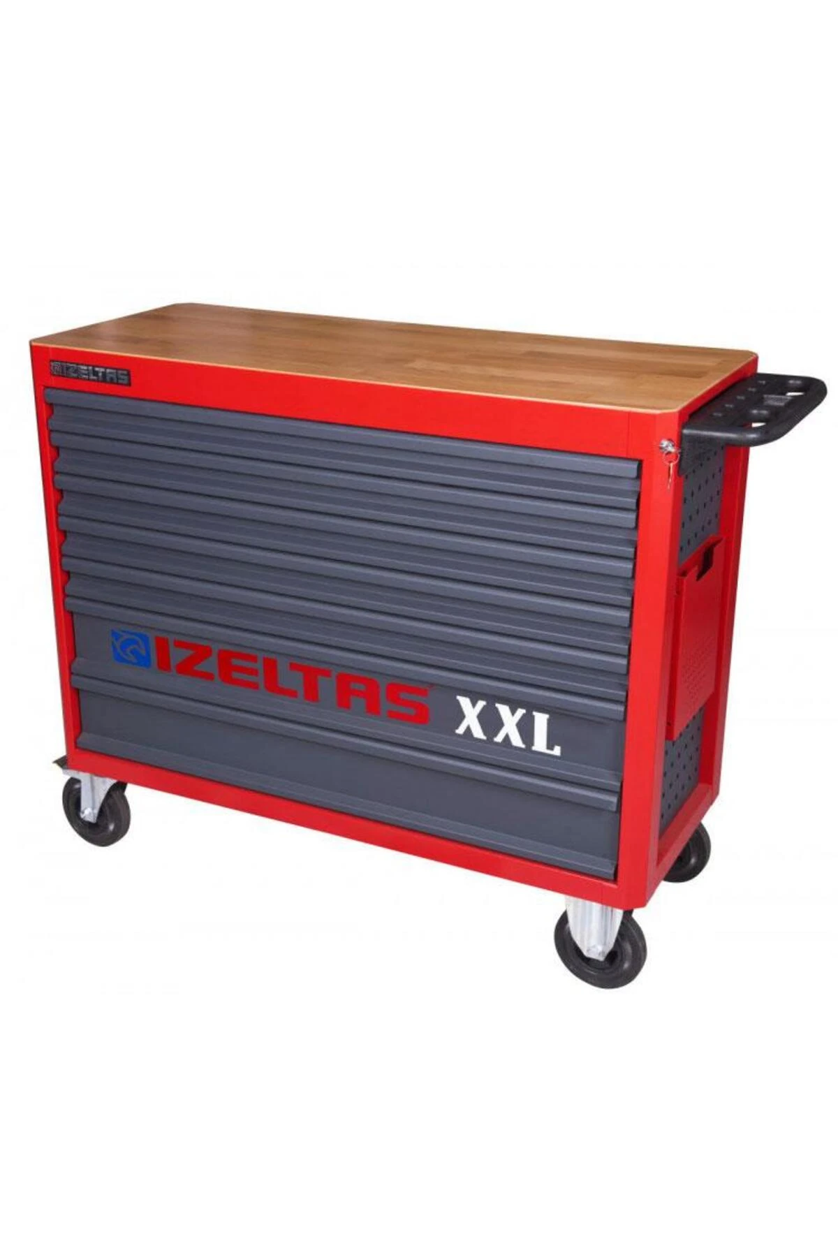 Takım Dolabı Ahşap Üst Tablalı Kırmızı Antrasit xxl (7 Çekmeceli)