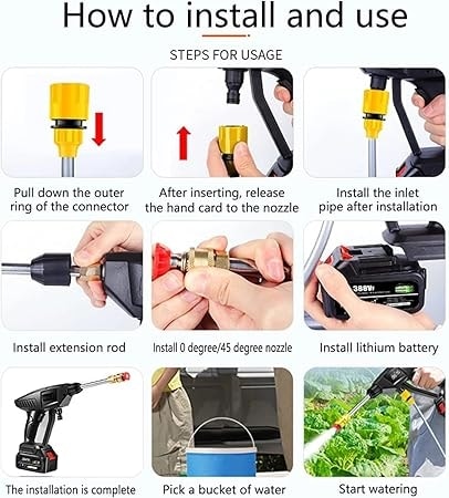 Basınçlı Yıkama Makinesi, 120PSI Taşınabilir Basınçlı Temizleyici Pil ve Şarj Cihazı ile Elde Taşınabilir 24V 7500MAHŞARJ Edilebilir Pil Elektrikli Basınçlı Yıkama Makinesi, Arabaları Yıkamak,