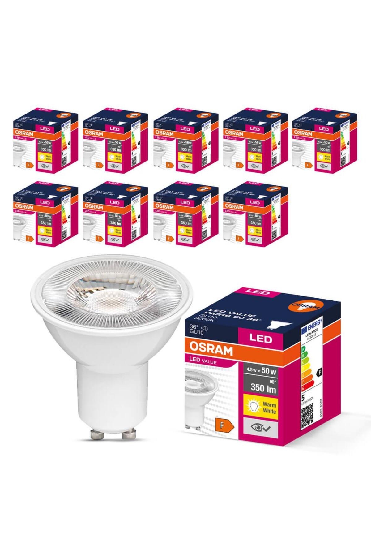 Led Value Par16 4.5w Gu10 3000k Sıcak Beyaz Ampul 10 Adet