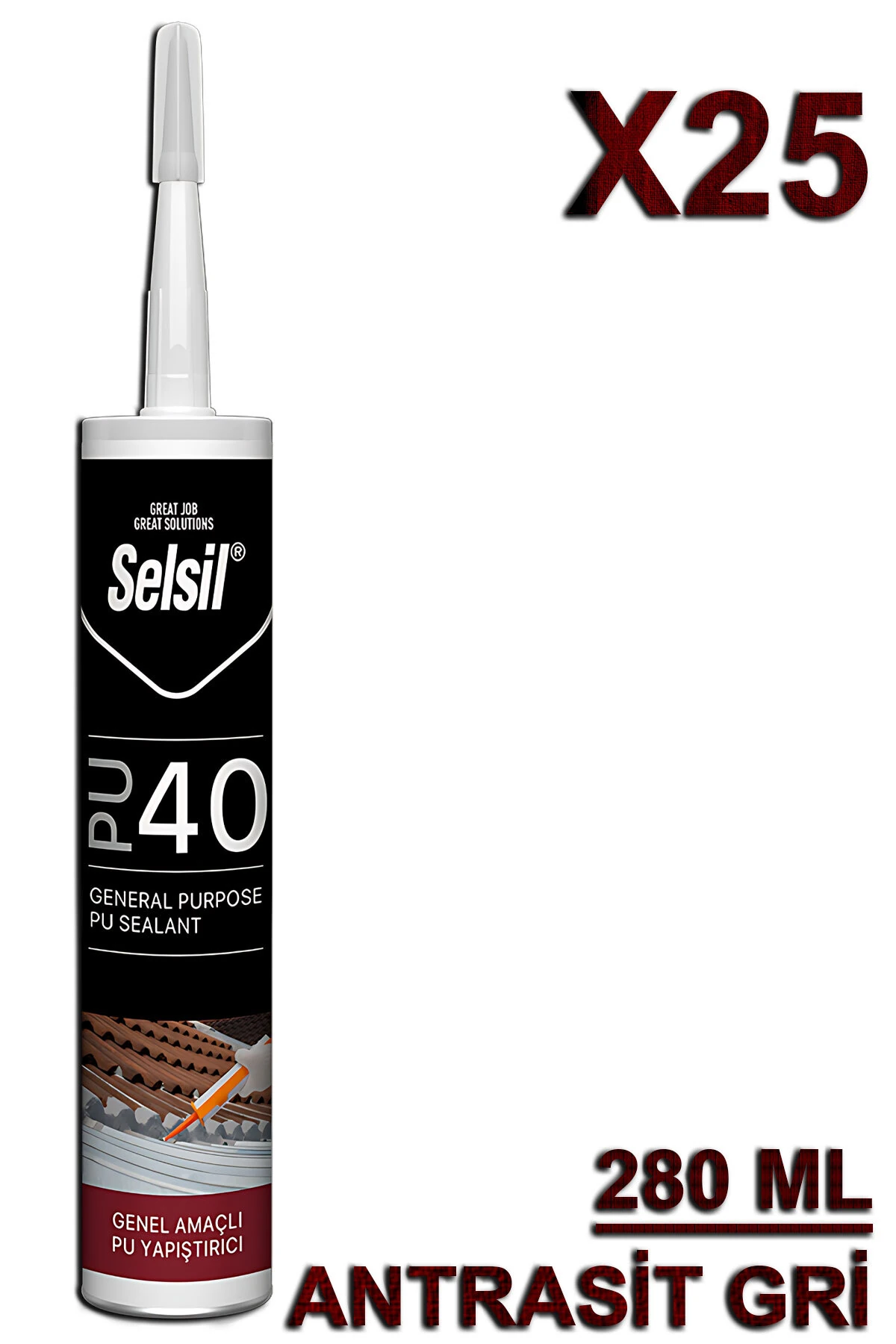 Pu Mastik Antrasit Gri 280 ML (25 Adet)