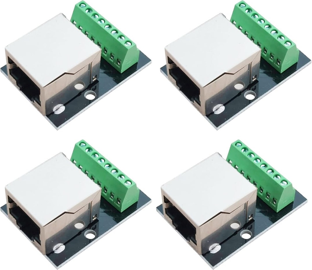 4 Adet RJ45 Ethernet Dişi Soket Konnektör Breakout Kartı, 2.54MM Konnektör Kartı Korumalı Ağ Adaptörü Terminali (Yurt Dışından)