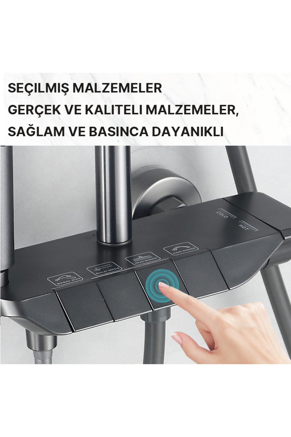 Piano 5 Fonksiyonlu Kendinden Banyo Bataryalı Dijital Akıllı Robot Duş Seti Tepe Duş Seti