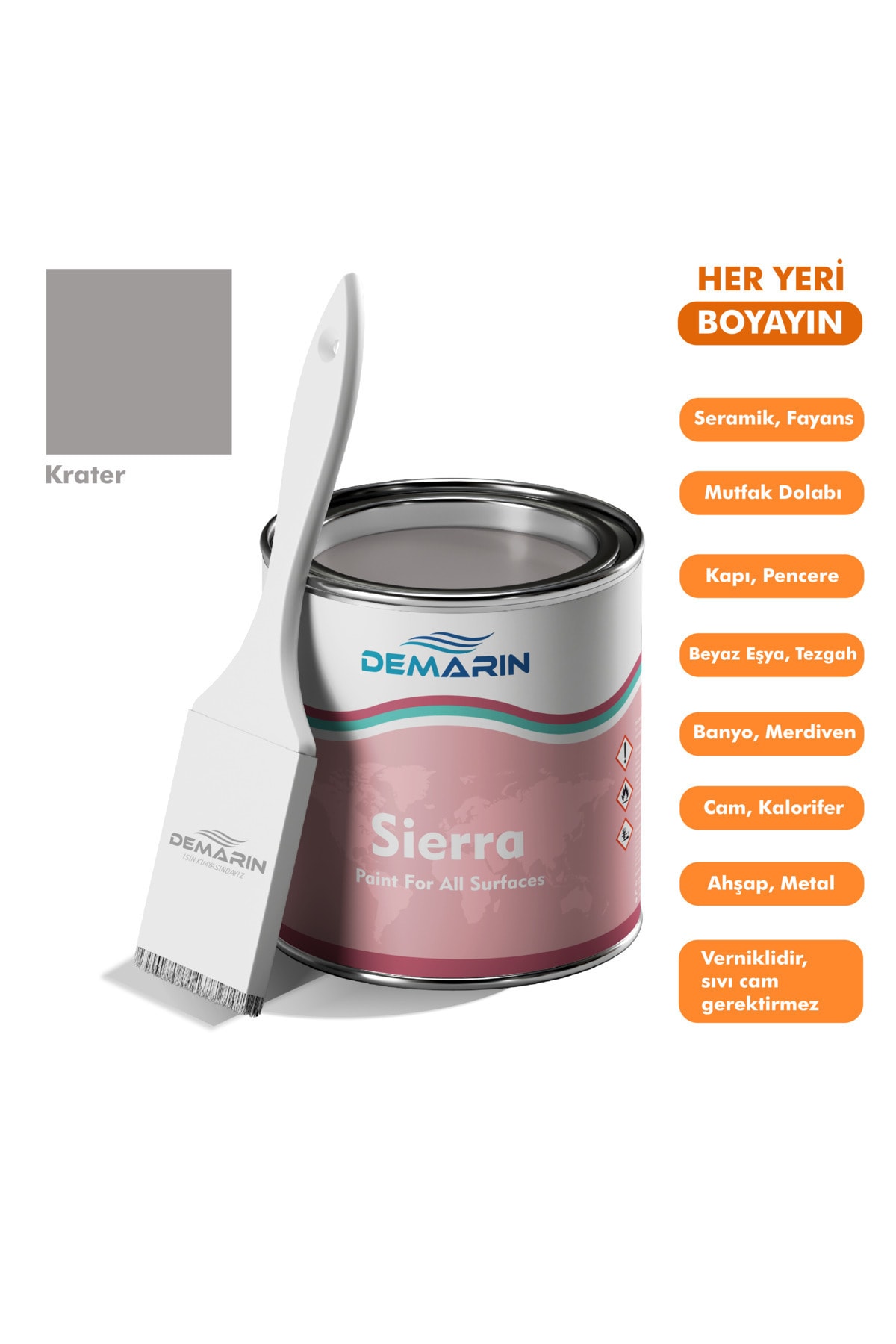 Her Şeyi Boyayan Sierra Tek Bileşen Fayans, Tezgah, Seramik, Mobilya, Zemin Boyası 1 Kg