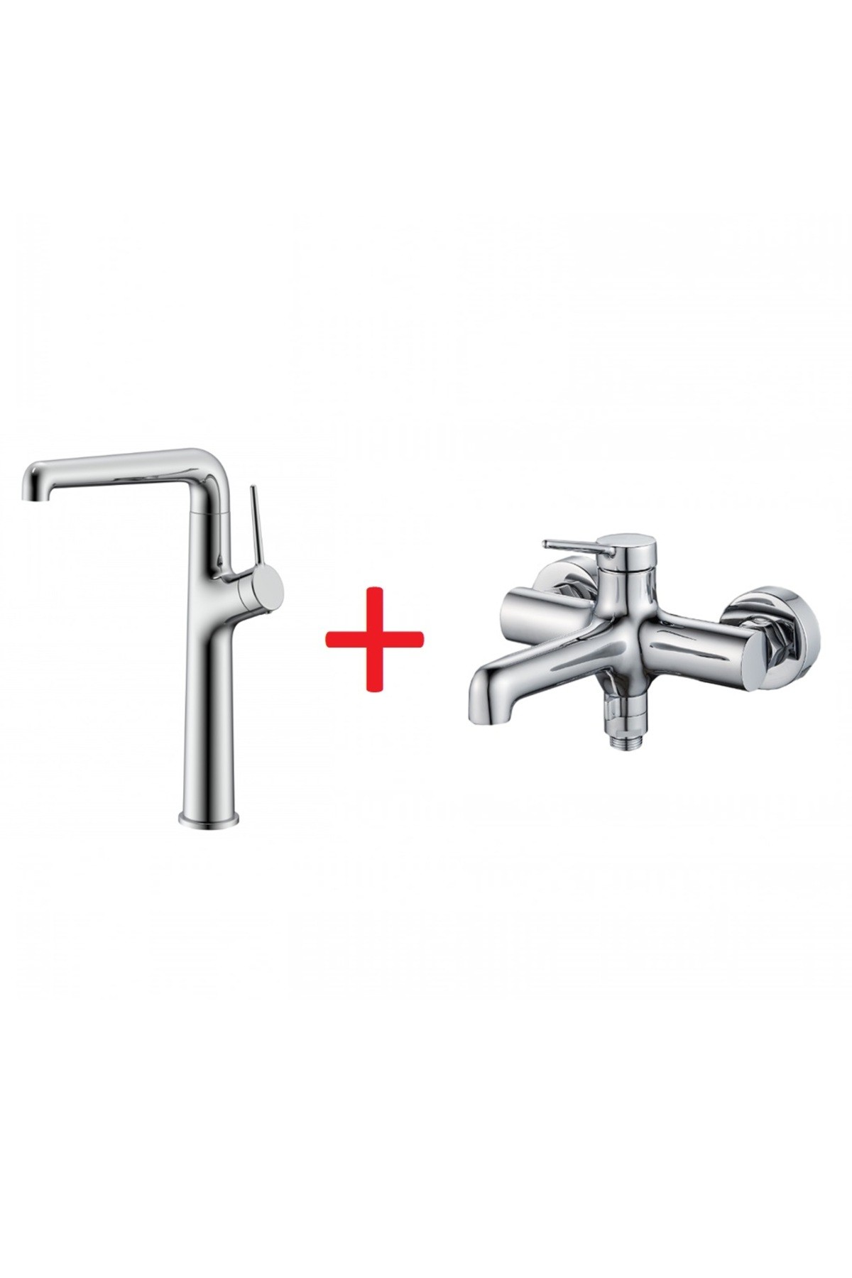 Flow Tezgah Üstü Yüksek Lavabo Ve Banyo Bataryası Seti Fl6500+fl2500