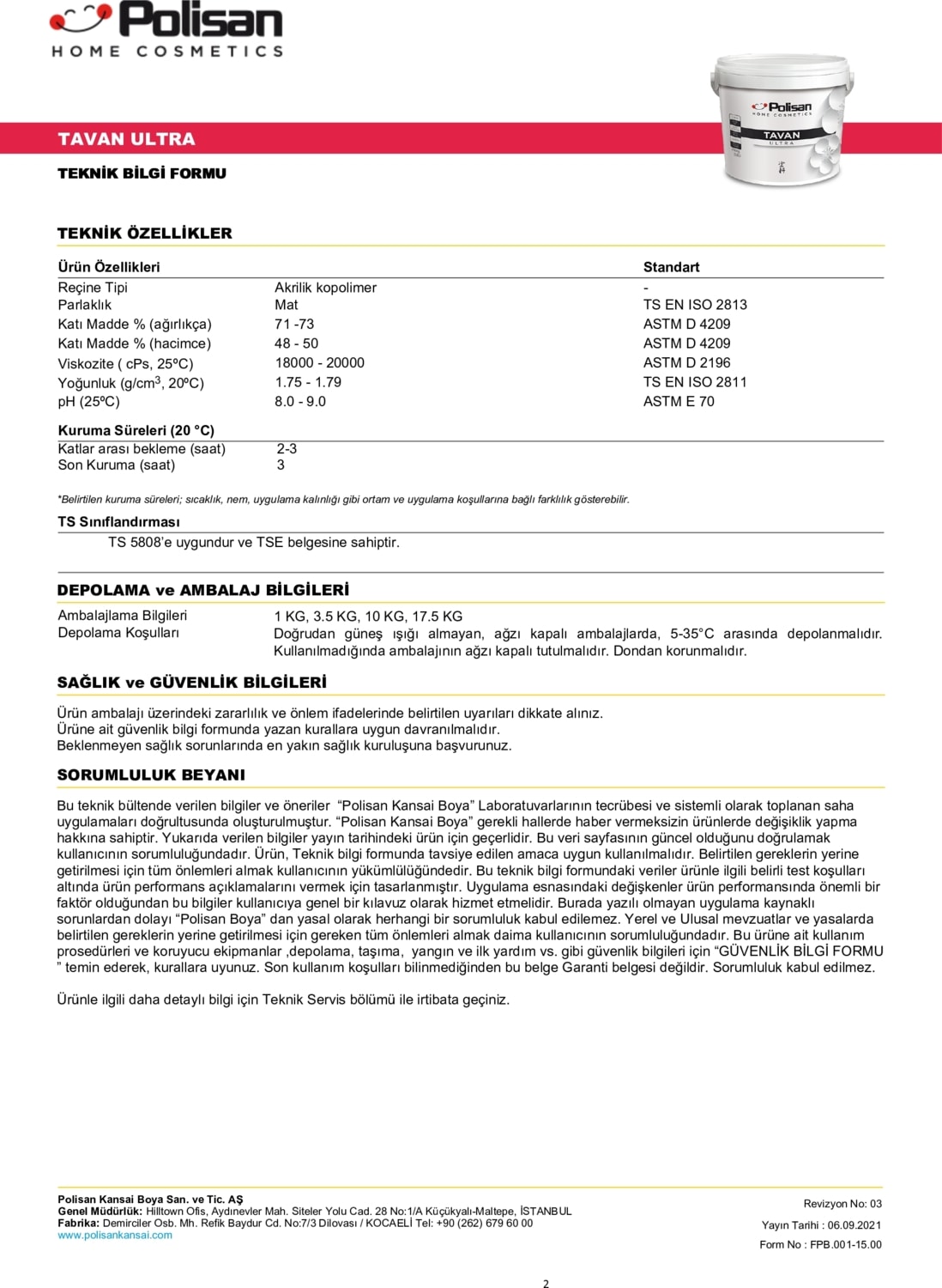 POLİSAN Tavan Ultra Beyaz 17,5 kg