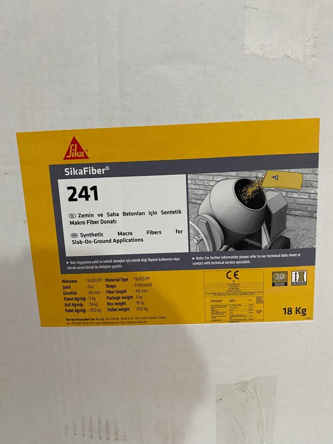 FIBER-241 Beton Için 48/54 mm Polipropilen Makro Fiber 1 Koli 18 kg (6 Paket-3kg)