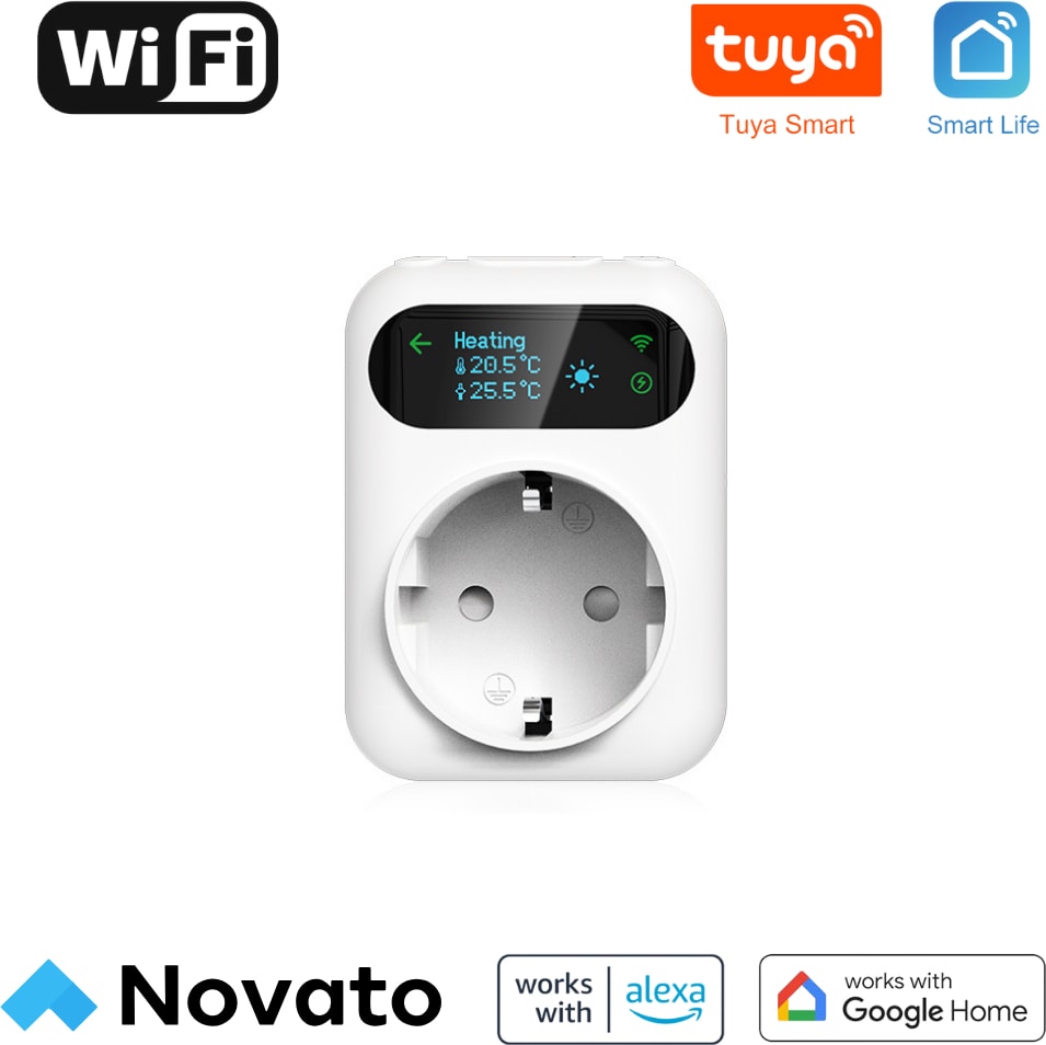 Wifi OLED Ekranlı Priz Tipi Termostat ( Tuya, Smart Life Uyumlu )