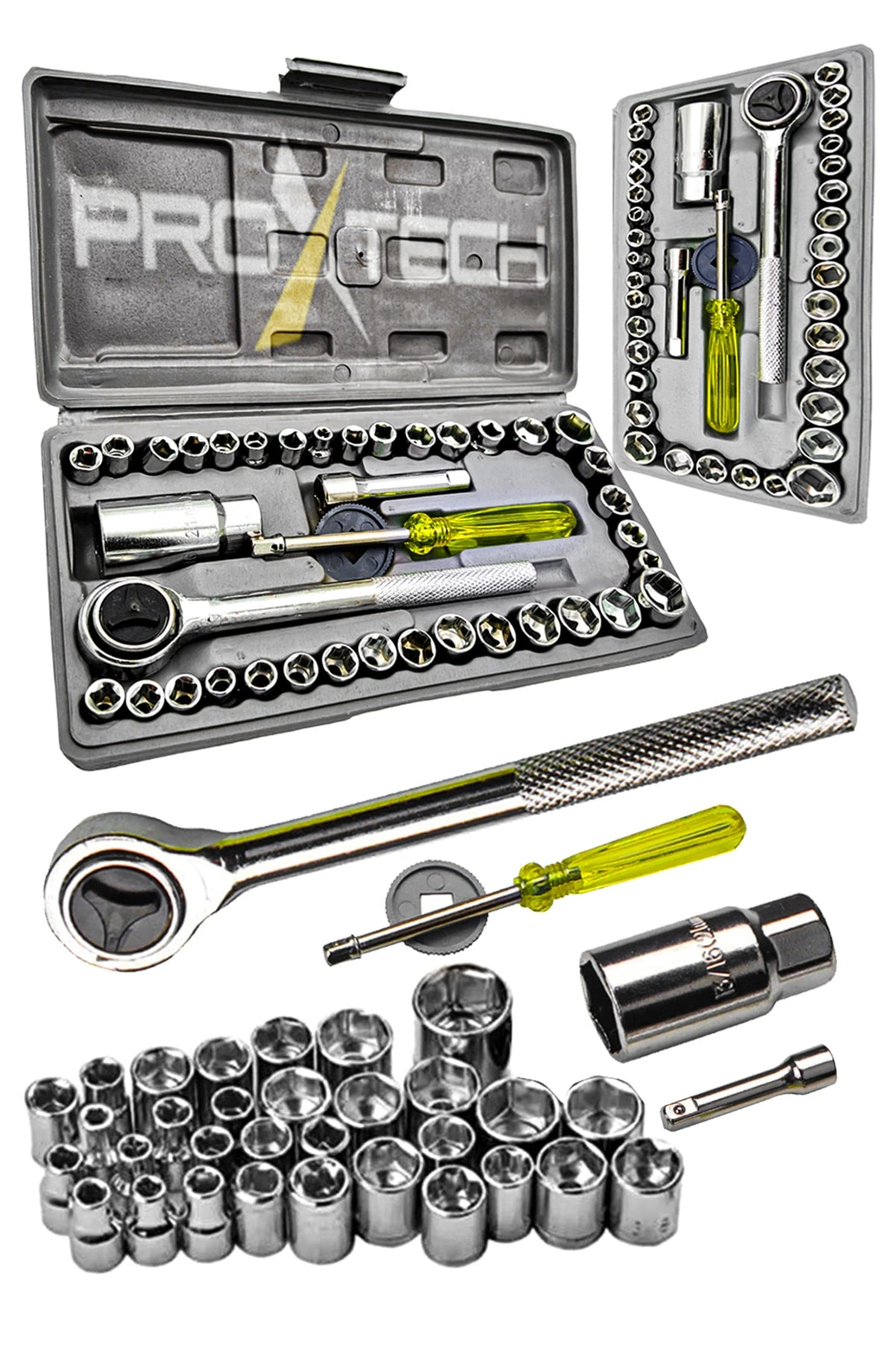 45 Parça Çok Fonksiyonlu Krom Çelik 40 Parça Cırcırlı Lokma Pense,tornavida Kontrol Kalemi Ful Set