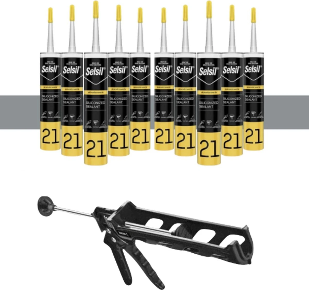 Silikonize Mastik 500 gr Gri (10 Adet), Plastik Tabanca